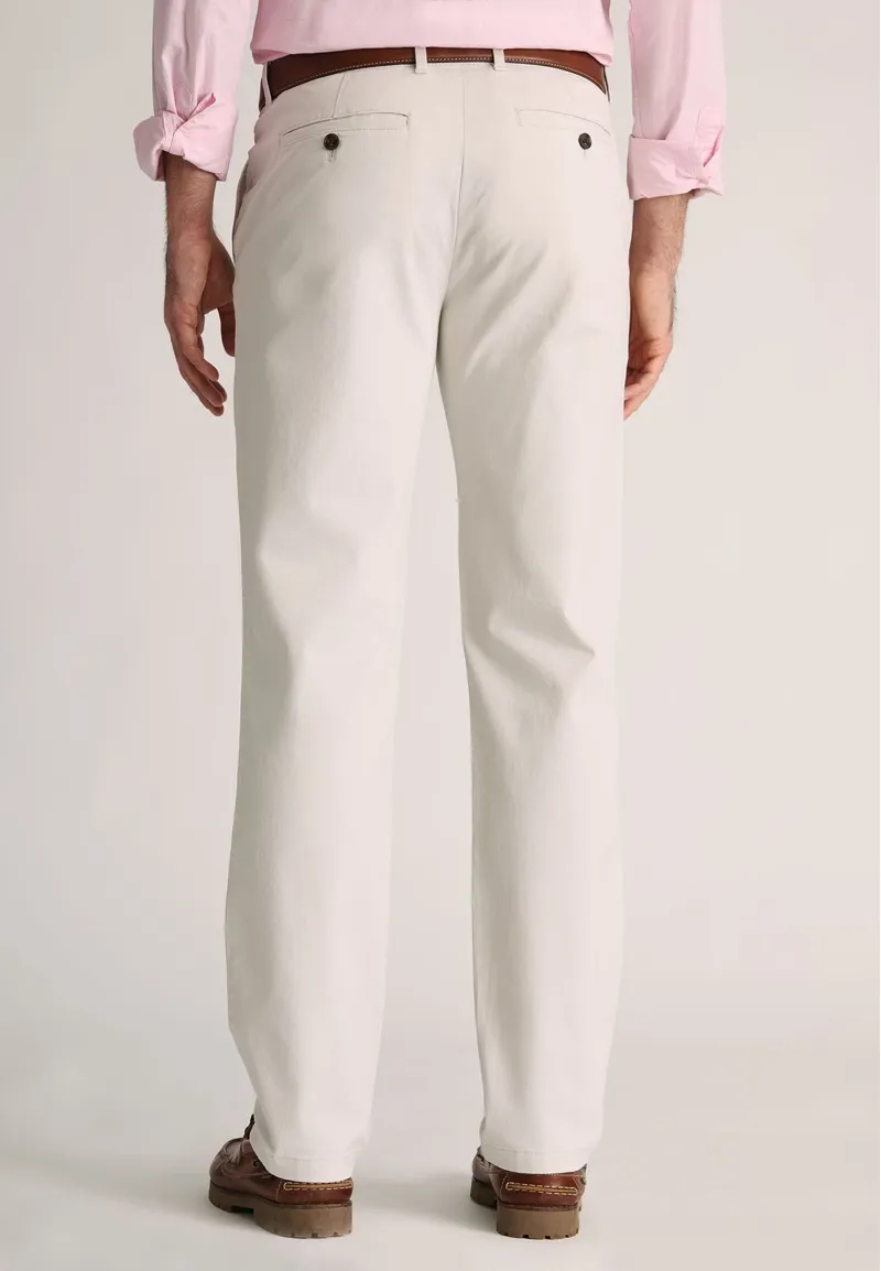 Brook Taverner Leo Regular Fit Stretch Cotton Chinos in Stone-1