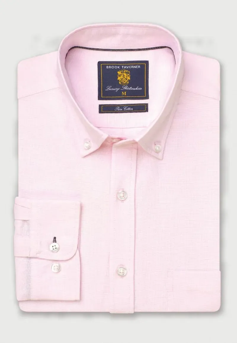 Brook Taverner Regular Fit Pink Cotton Oxford Shirt-1