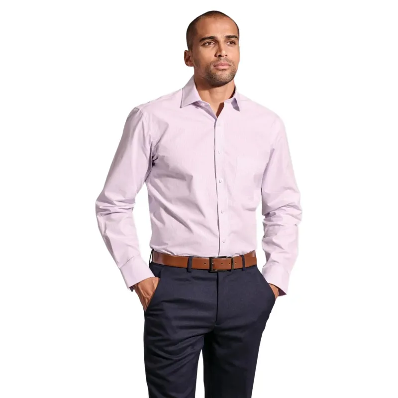 Brook Taverner Regular Fit Pink Micro Check Oxford Cotton Shirt