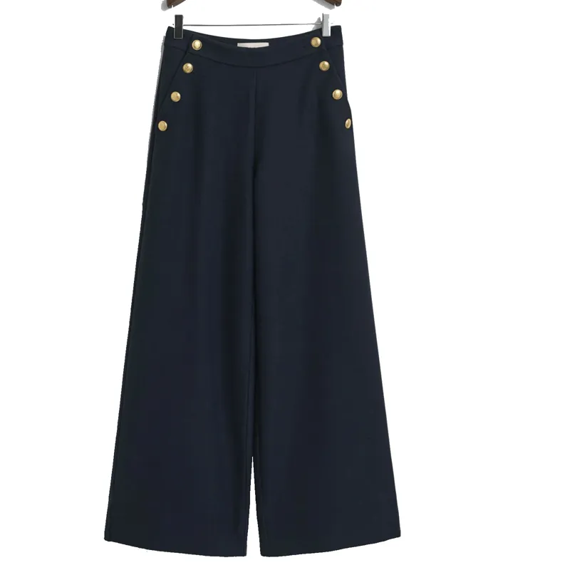 Gant Ladies Button High-Rise Pants Evening Blue