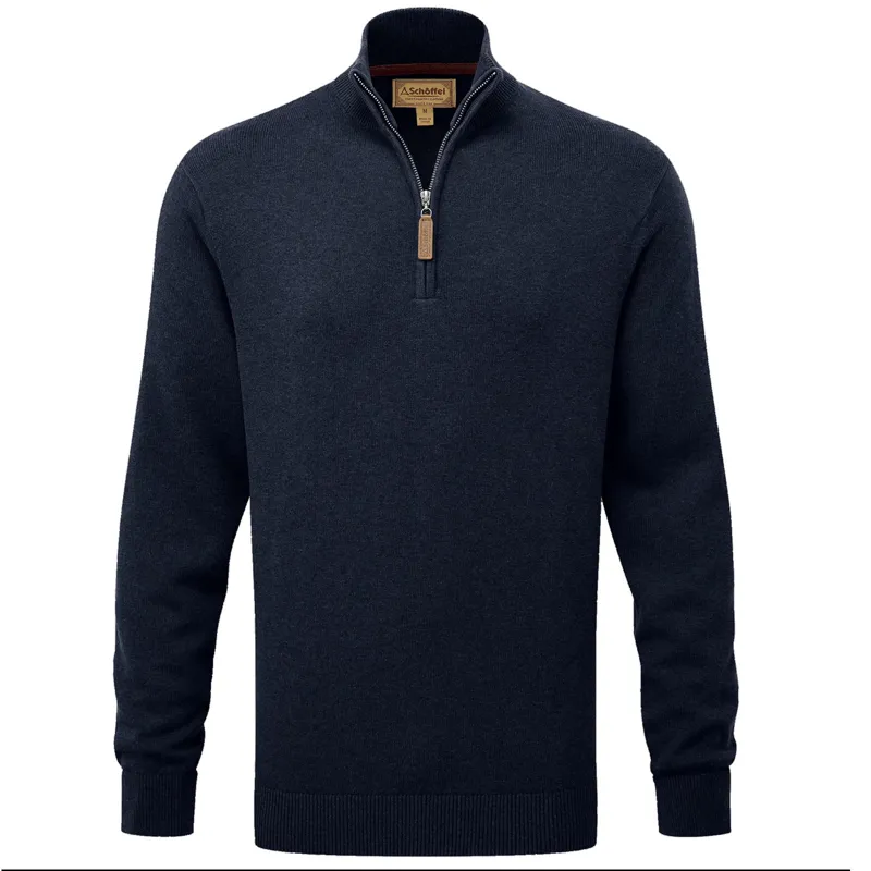 Schoffel Calton Cotton Cashmere Quarter Zip Jumper Navy