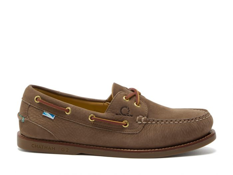 Chatham Footwear Mens Lyme G2 Premium Nubuck Boat Shoe in Fossil