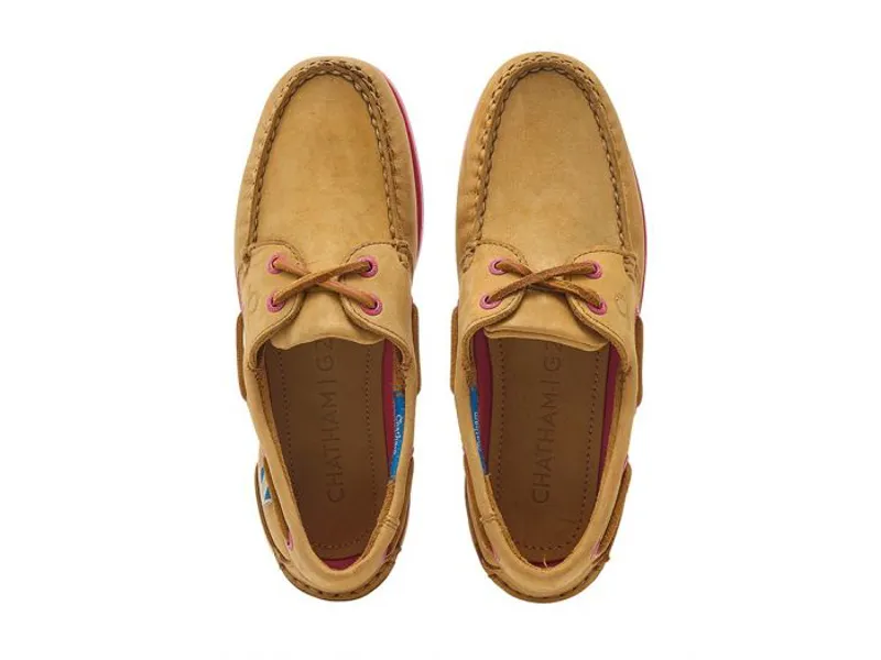 Chatham Footwear Pippa Lady II G2 Leather Deck Shoe in Tan/Pink-2