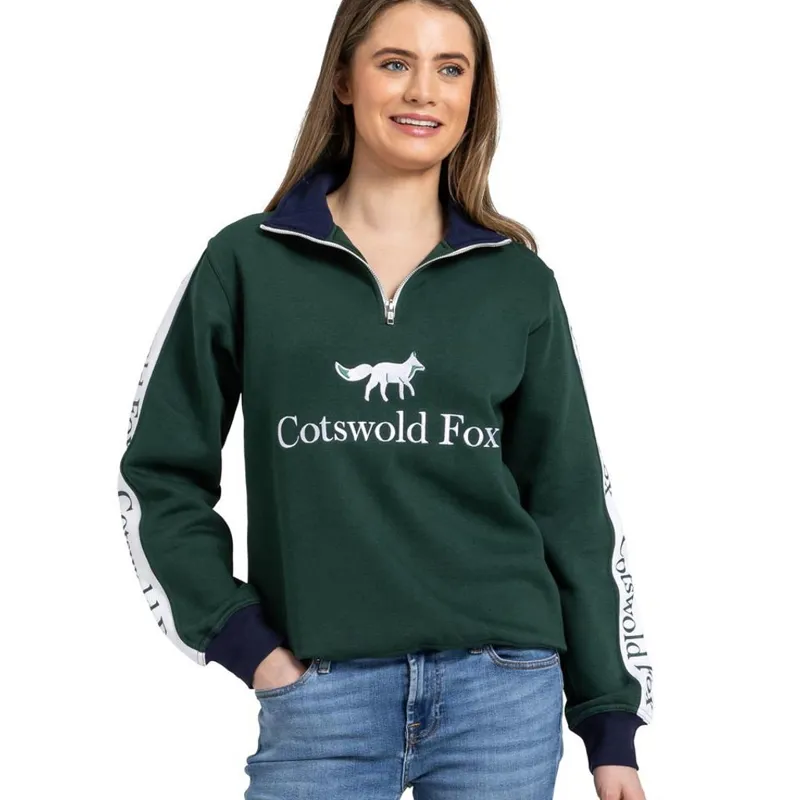 Cotswold Fox Cheltenham  Quarter Zip Jumper Green