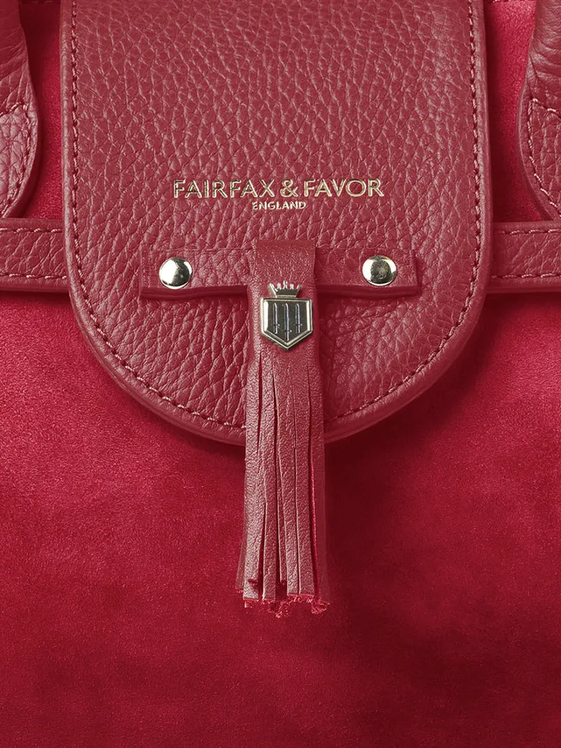 Fairfax and Favor Mini Windsor Handbag Cherry Suede-4