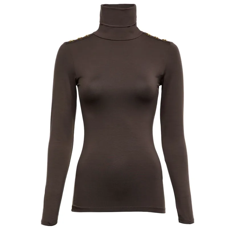 Holland Cooper Essential Roll Neck Top Coffee