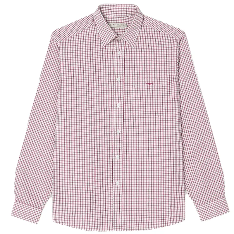 RM Williams Collins Shirt Burgundy White
