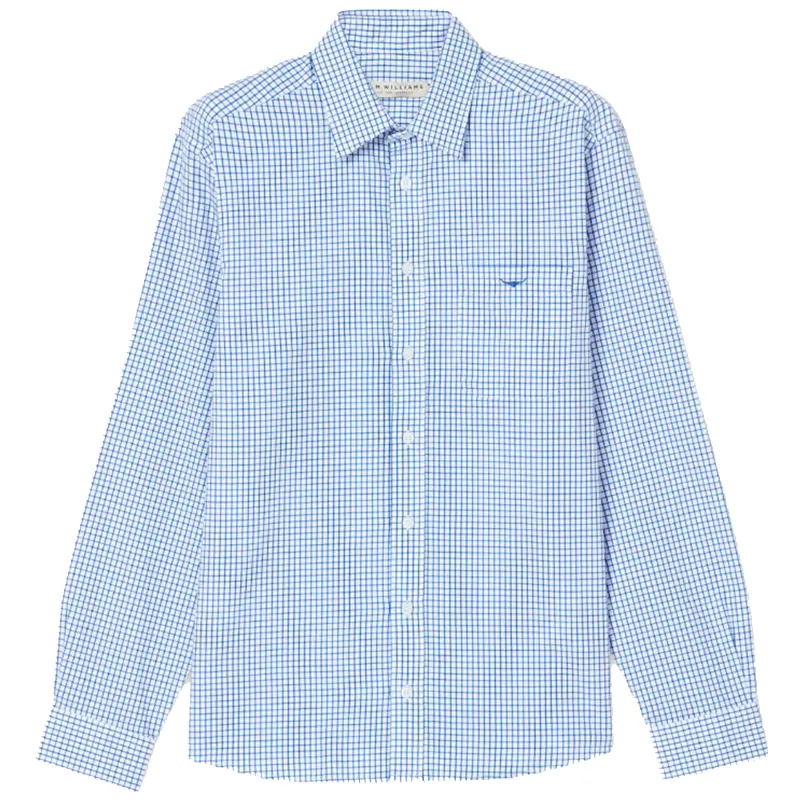 RM Williams Collins Shirt White Blue