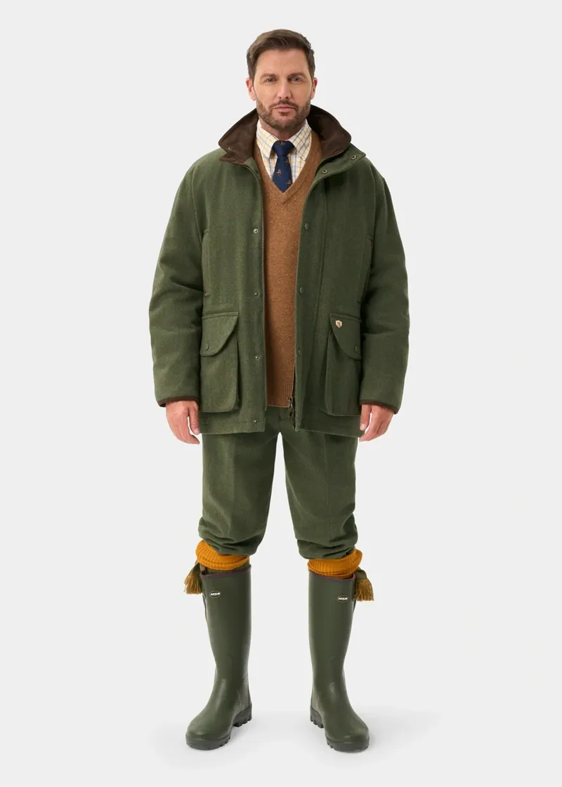 Alan Paine Combrook Men's Tweed Waterproof Shooting Field Coat in Mariner-5