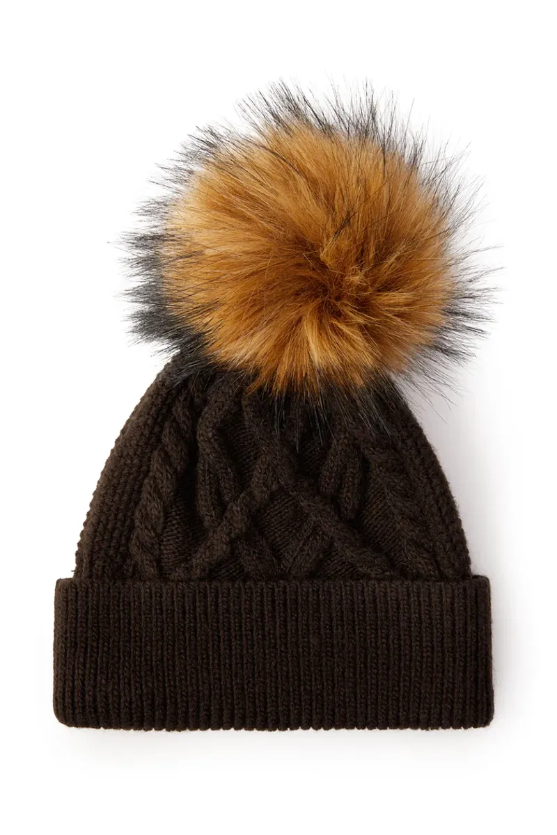 Holland Cooper Cortina Bobble Hat Chocolate Mink-1