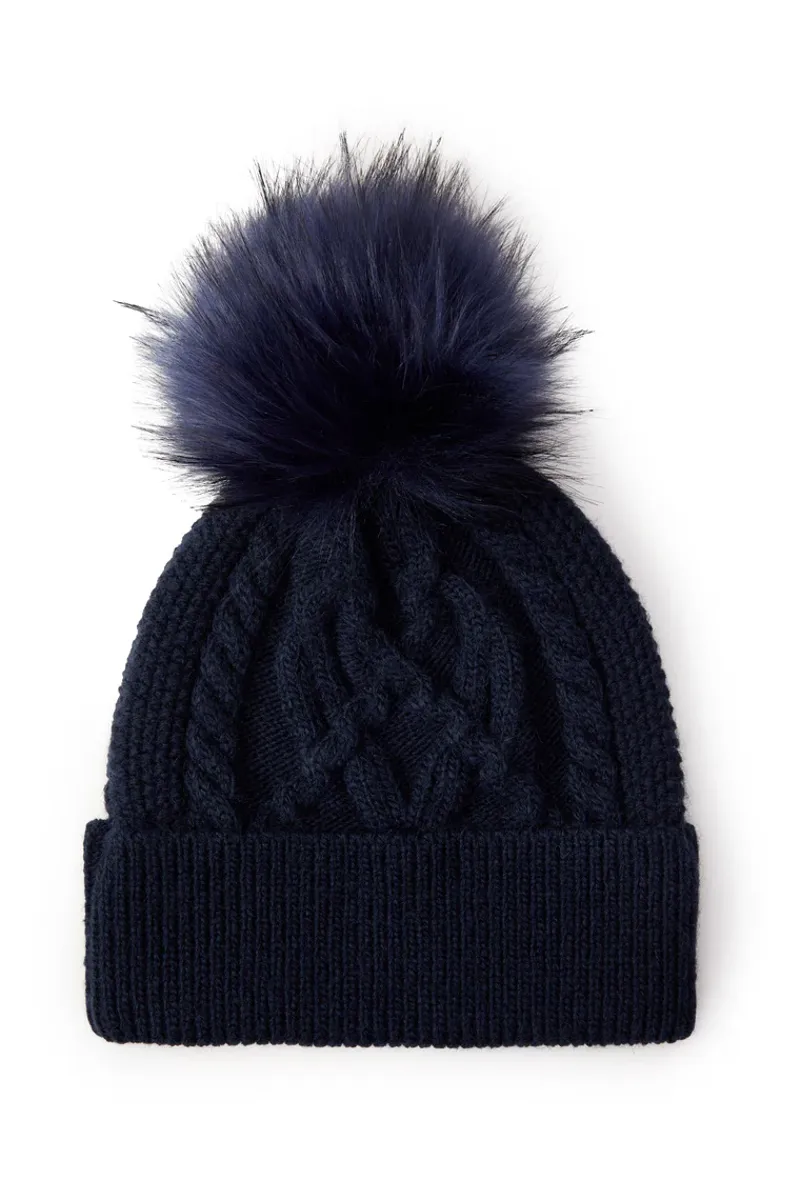 Holland Cooper Cortina Bobble Hat Ink Navy-1