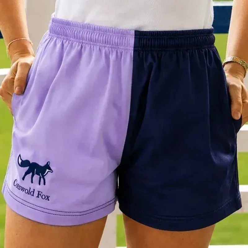 Cotswold Fox Harlequin Shorts in Purple/Navy