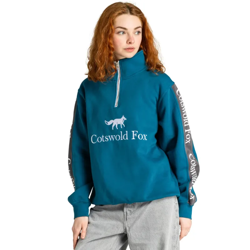 Cotswold Fox Cheltenham Quarter Zip Jumper Petrol Blue