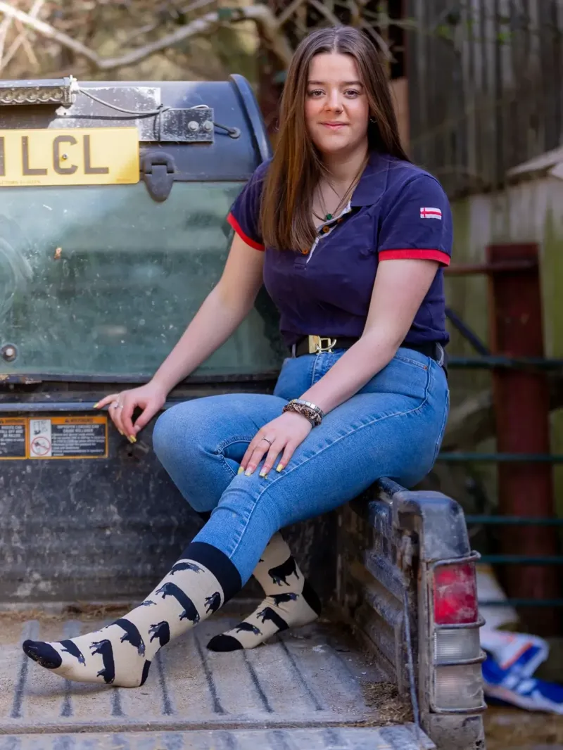 Country Moos Angus Cow Crew Socks UK3.5-6-2