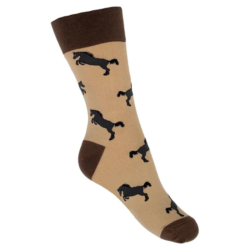 Country Moos Black Horse Crew Socks UK3.5-6 in Black