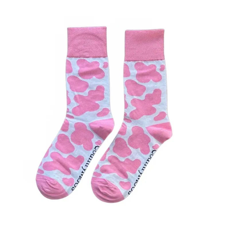 Country Moos Cow Print Pink Crew Socks UK3.5 - 6 