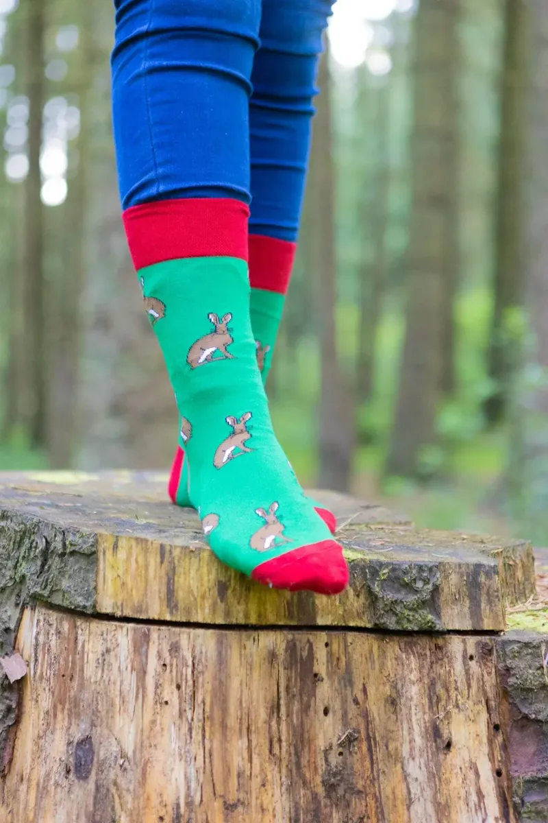 Country Moos Hare Crew Socks 3.5-6 in Green-1