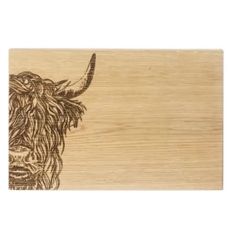 Scottish Made Highland Cow Oak Serving Board