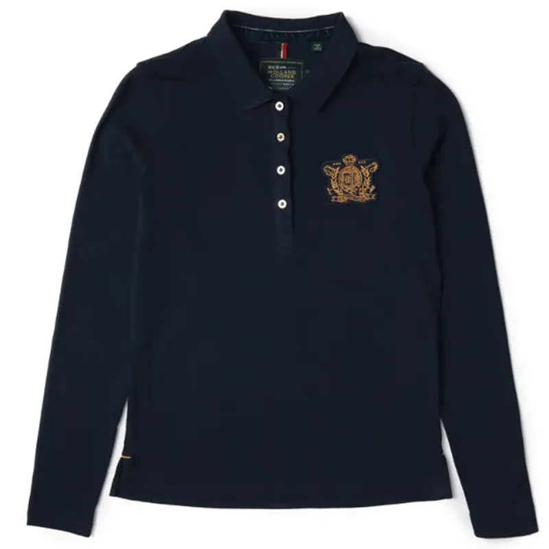 Holland Cooper Long Sleeve Crest Polo Ink Navy