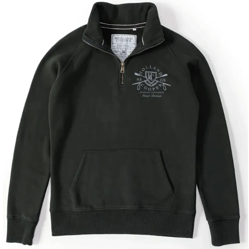 Holland Cooper Crest Zip Henley Racing Green