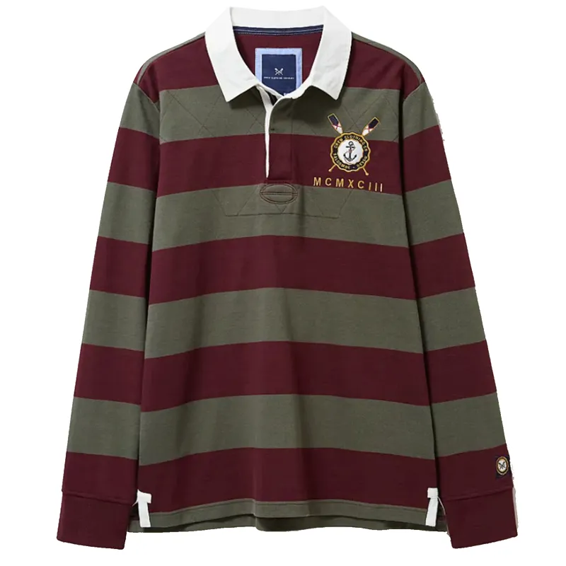 Crew Callington Rugby Shirt Burgundy Olive