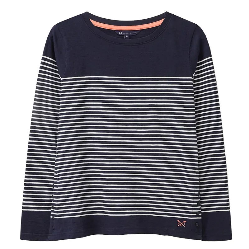 Crew Cassandra Stripe Top with Button Navy White