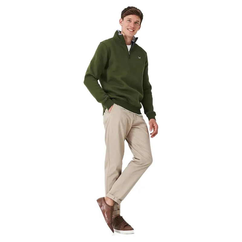 Crew Classic Half Zip Sweat Rifle Green-3