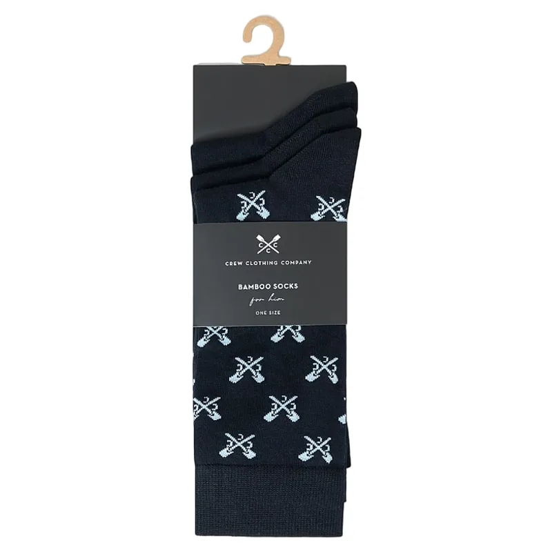 Crew Clothing Bamboo Sock 3PK Monogram X Oars in Blue Haze-1