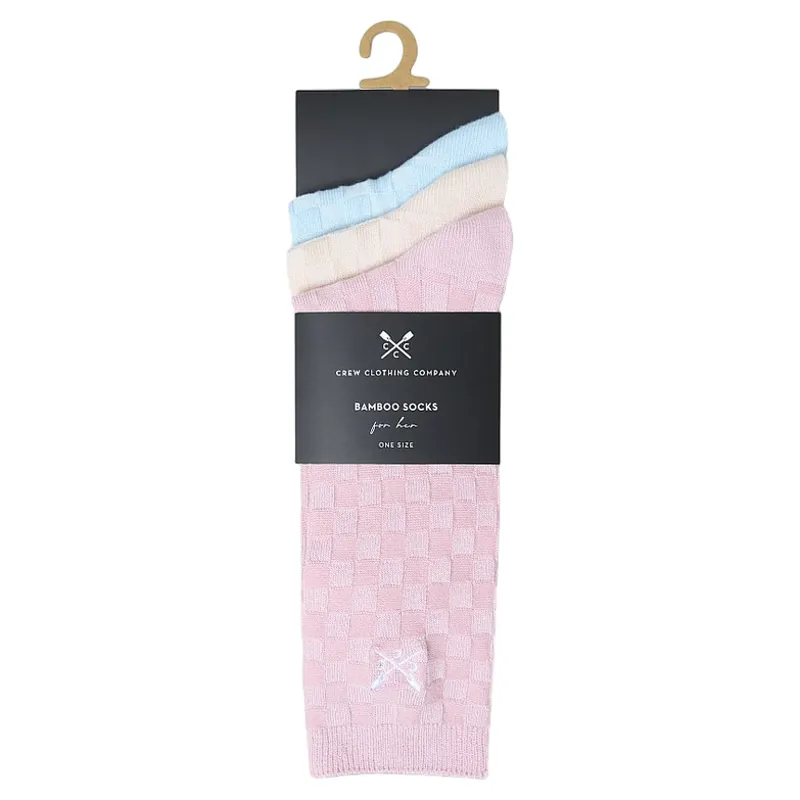 Crew Clothing Bamboo Sock Checkerboard 3PK in Pink/Neutral/Blue-1