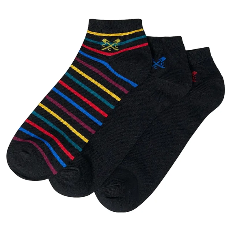 Crew Clothing Bamboo Trainer Socks 3 Pack in Multicolour Stripy