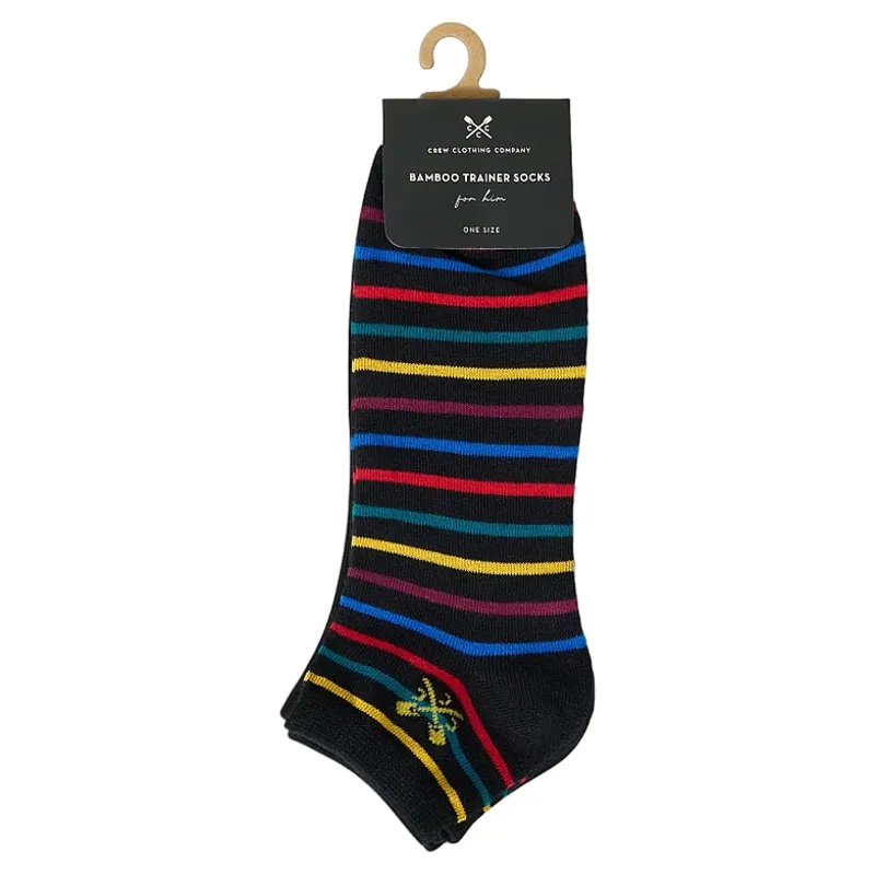 Crew Clothing Bamboo Trainer Socks 3 Pack in Multicolour Stripy-1