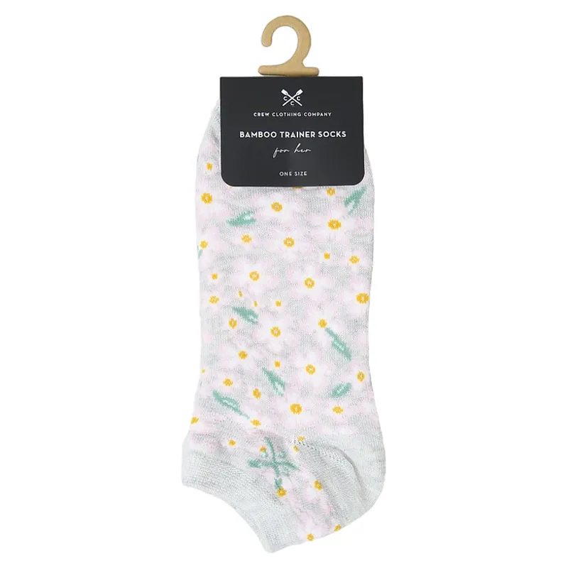 Crew Clothing Bamboo Trainer Socks 3PK in Vintage Daisy Grey-1