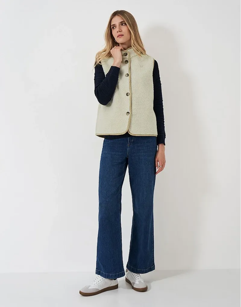 Crew Clothing Borg Gilet in Oatmeal-1