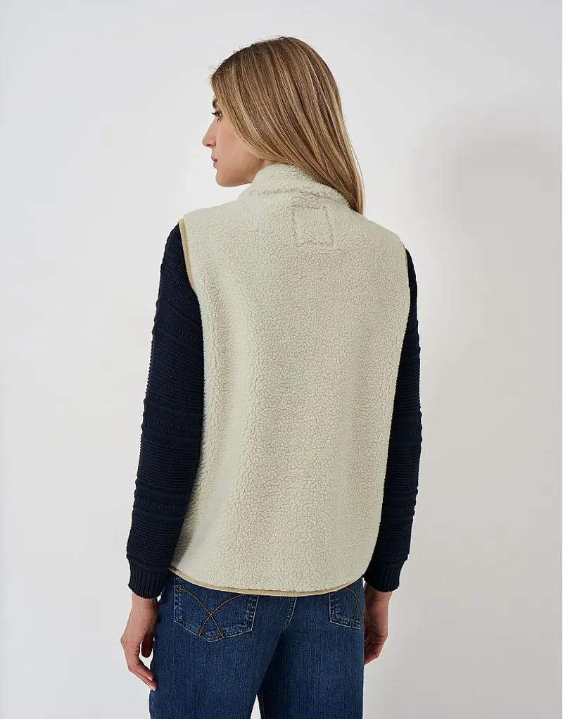 Crew Clothing Borg Gilet in Oatmeal-3