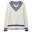 Crew Clothing Cable Cricket Jumper in White Navy