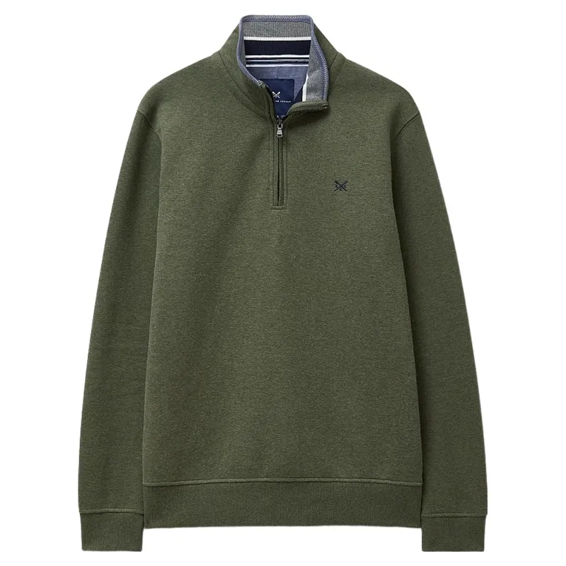 Crew Clothing Classic 1/2 Zip Sweatshirt in Heritage Olive Marl