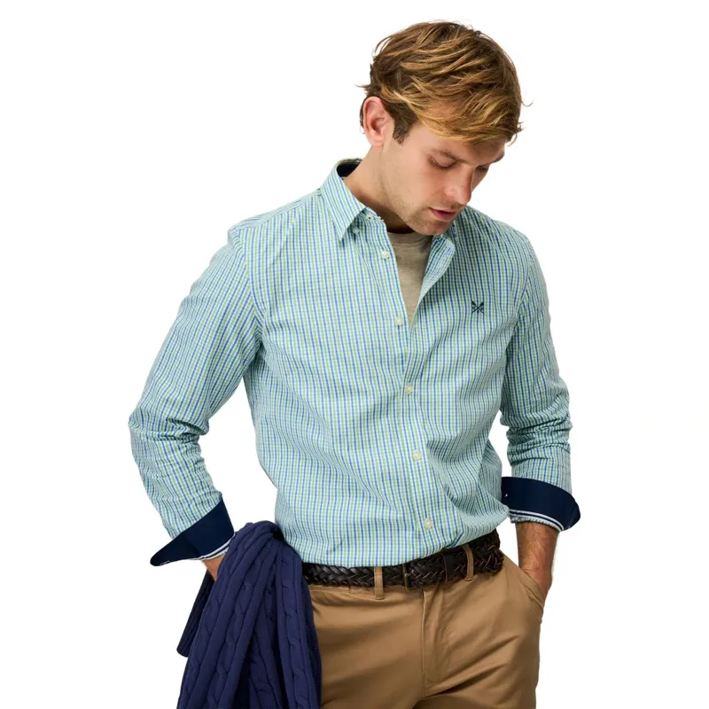 Crew Clothing Classic Fit Multi Gingham Shirt Delphinium/Peapod/White-2