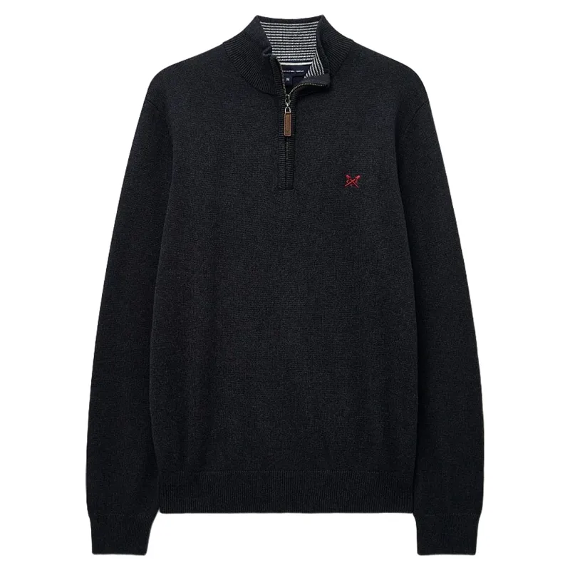 Crew Clothing Classic Half Zip Knit in Charcoal Marl