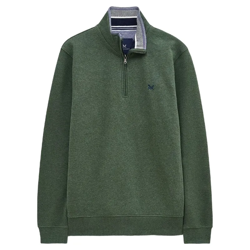 Crew Clothing Classic Half Zip Sweat in Dark Green Marl