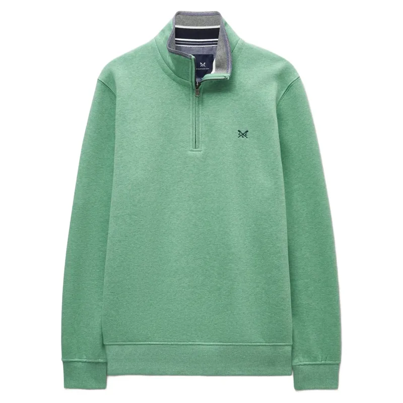 Crew Clothing Classic Half Zip Sweatshirt in Creme de Menthe Marl