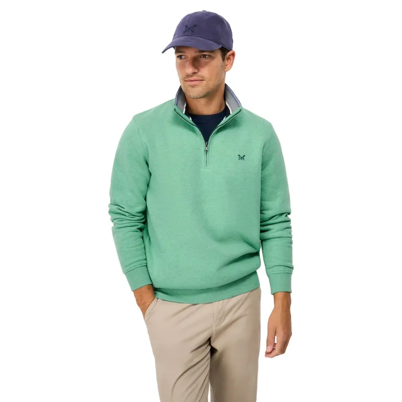 Crew Clothing Classic Half Zip Sweatshirt in Creme de Menthe Marl-1
