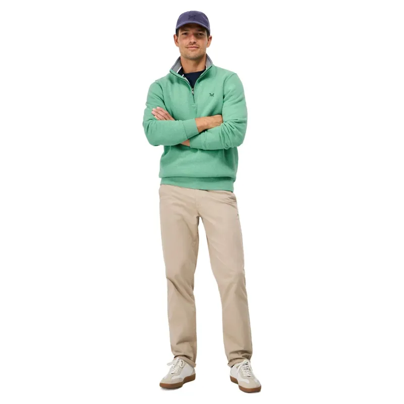 Crew Clothing Classic Half Zip Sweatshirt in Creme de Menthe Marl-2