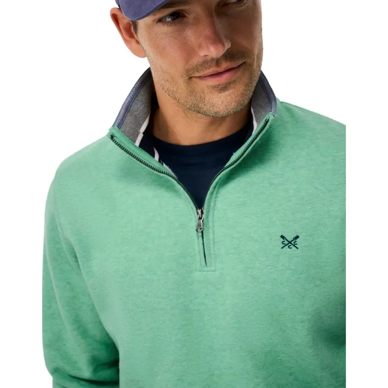 Crew Clothing Classic Half Zip Sweatshirt in Creme de Menthe Marl-3