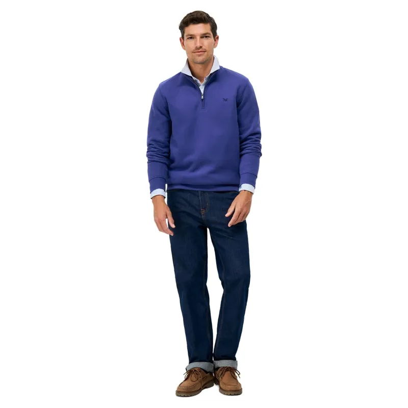 Crew Clothing Classic Half Zip Sweatshirt in Dark Ultramarine-1