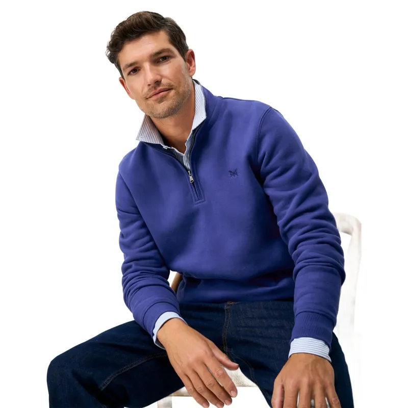 Crew Clothing Classic Half Zip Sweatshirt in Dark Ultramarine-3