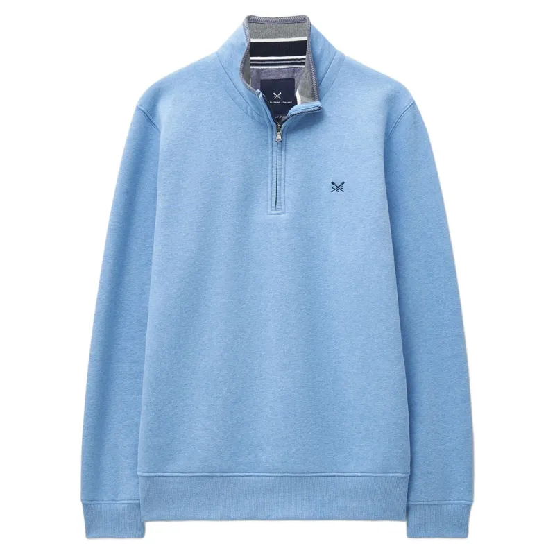 Crew Clothing Classic Half Zip Sweatshirt in Little Boy Blue Marl