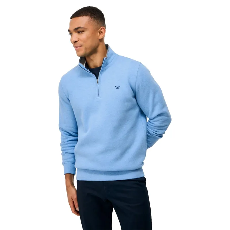 Crew Clothing Classic Half Zip Sweatshirt in Little Boy Blue Marl-1