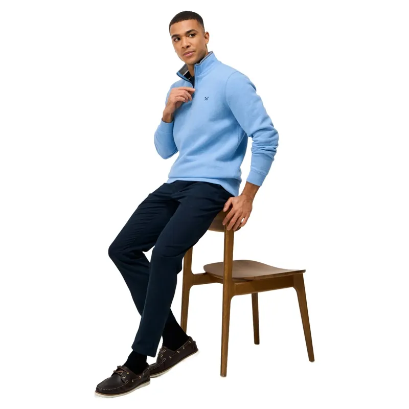 Crew Clothing Classic Half Zip Sweatshirt in Little Boy Blue Marl-2