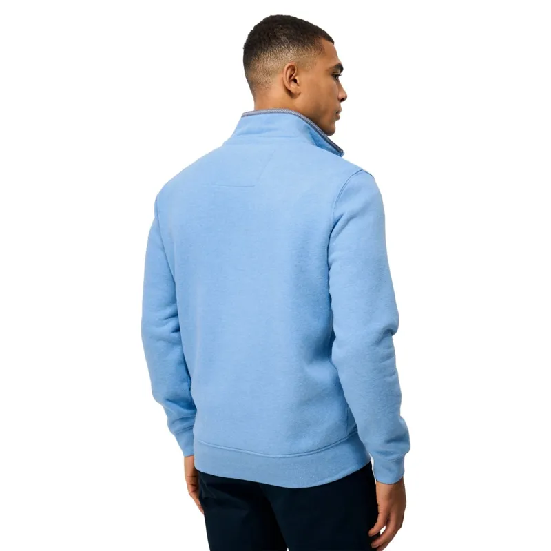 Crew Clothing Classic Half Zip Sweatshirt in Little Boy Blue Marl-3