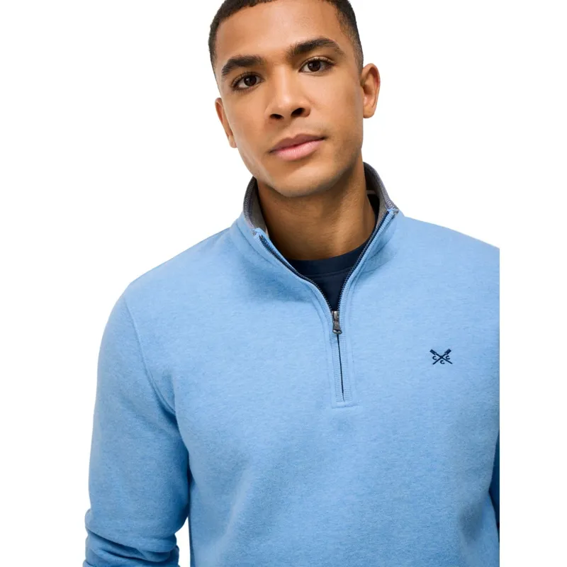Crew Clothing Classic Half Zip Sweatshirt in Little Boy Blue Marl-4